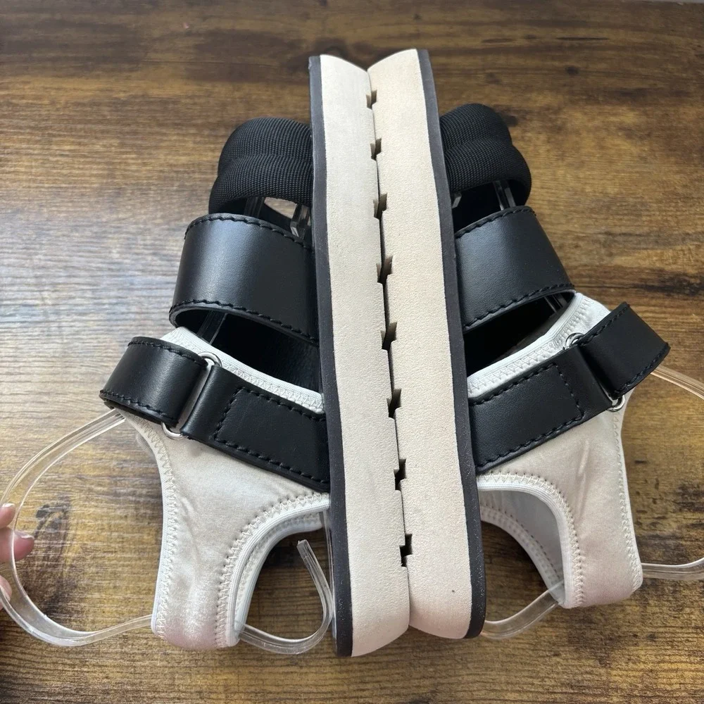 Proenza Schouler Womens Sandal 7 Black 37 Leather Neoprene Strappy Dad New‎